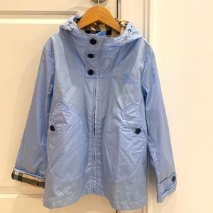 NWT Burberry Girls Light Blue Raincoat size 8